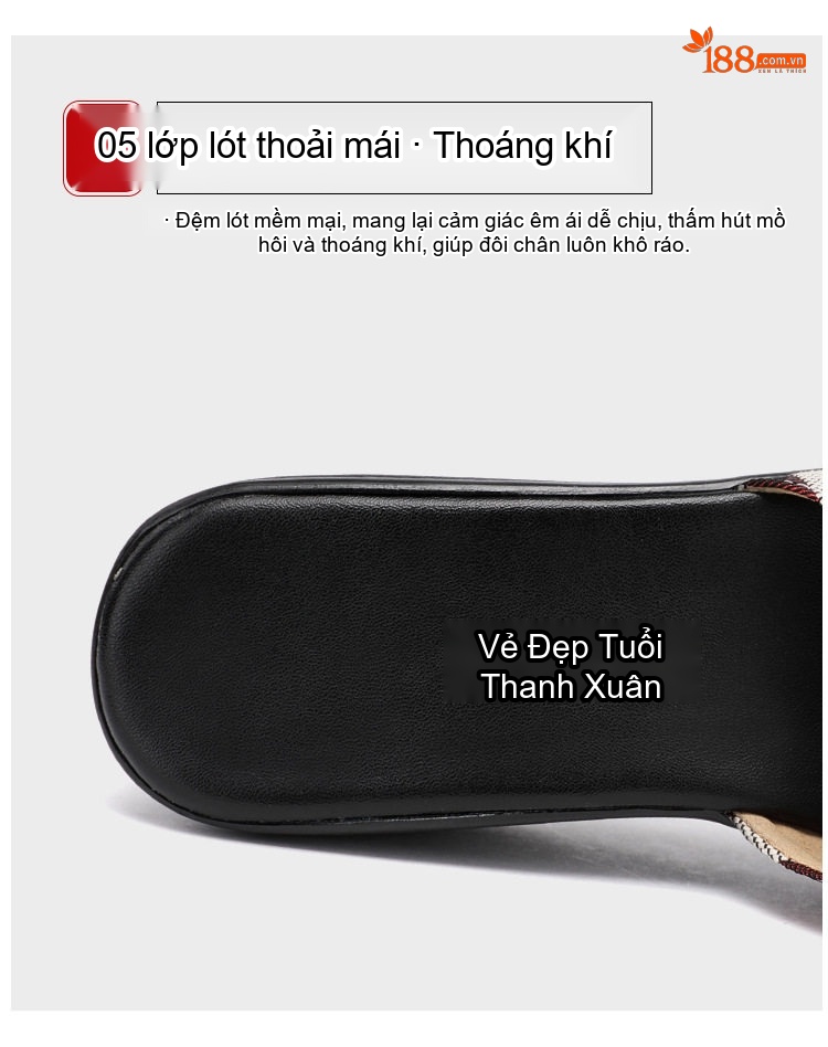 Dép Xuồng Nữ Quai Vải Mũi Hở Đế Bánh Mì Chiều Cao Đế Khoảng 6cm Màu Đen, Kem chi tiết 8