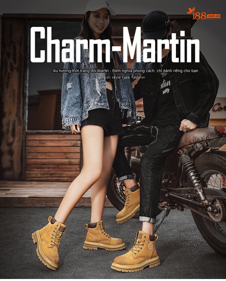Giày Boot Martin Nam Da Mờ Cao Cổ Tăng Chiều Cao Đế Khoảng 4cm chi tiết 1