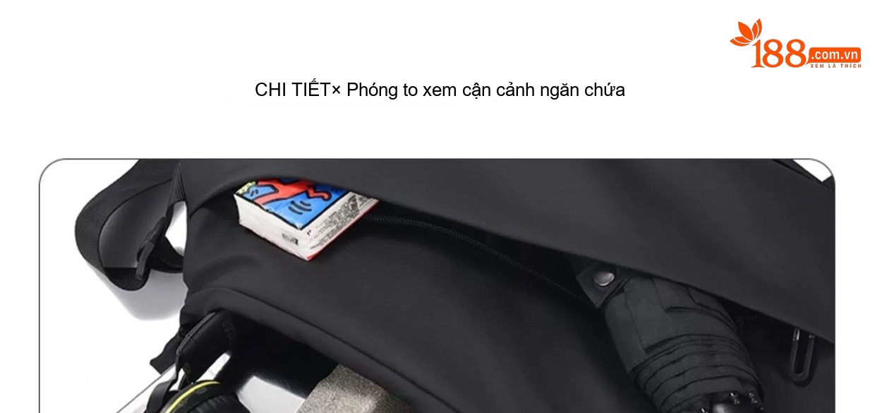 Túi Đeo Chéo Nam Laptop Vải Dù Chống Nước Công Sở Du Lịch Đựng Vừa A4 Màu Đen chi tiết 21