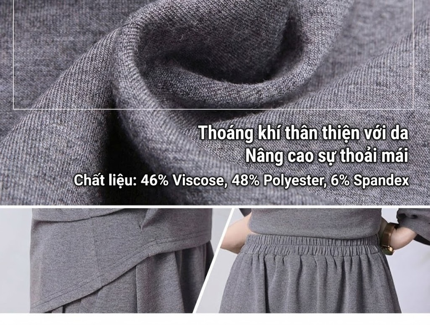 Váy Bộ Nữ Thu Đông dáng chữ A Thiết Kế Thời Trang Màu Tím, Xám, Xanh, Vàng chi tiết 16