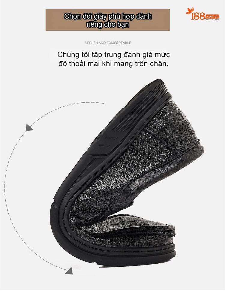 Giày Lười Nam Da Cừu Mềm Mại Thoải Mái Chiều Cao Đế Khoảng 2cm Màu Đen, Nâu chi tiết 6