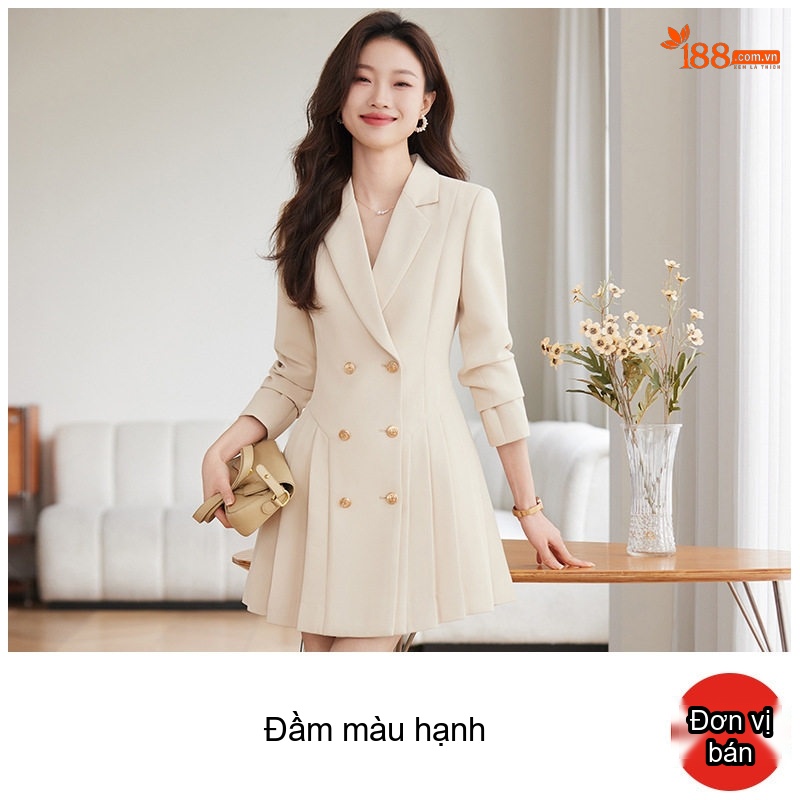 Váy Đầm Công Sở Nữ Dáng Vest Xếp Ly Cao Cấp Màu Đen, Hồng, Kem