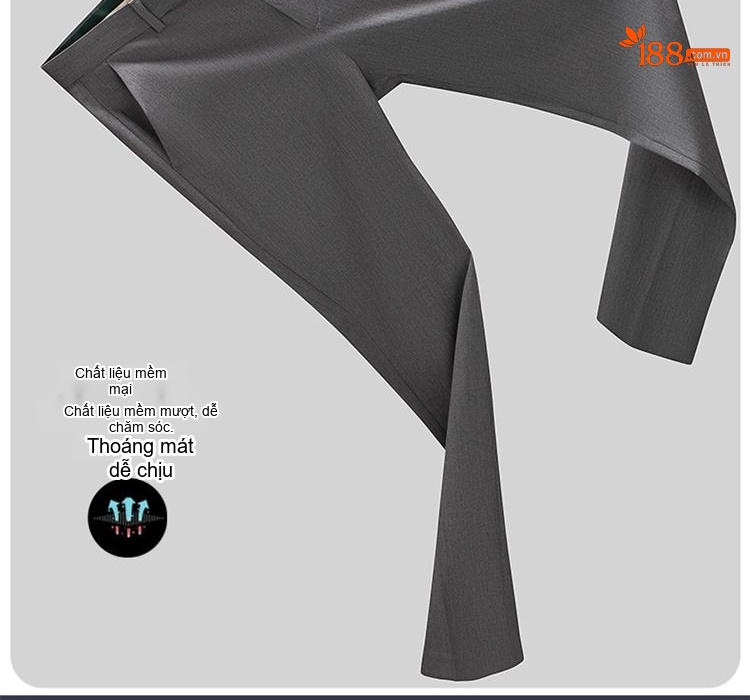 Quần Âu Nam Dáng Slimfit Vải Co Giãn Chống Nhăn Màu Đen, Xám, Xanh Navy chi tiết 7