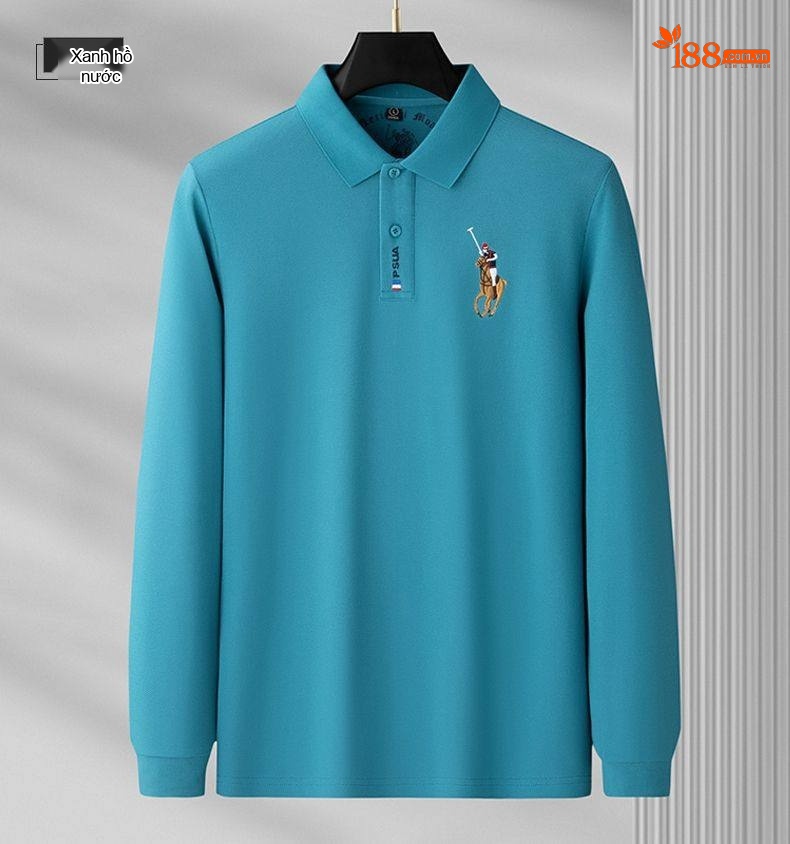 Áo Polo Nam Tay Dài Cotton Cổ Bẻ Phong Cách Doanh Nhân Màu Xanh Lá, Đen, Xanh Dương, Kem... chi tiết 22