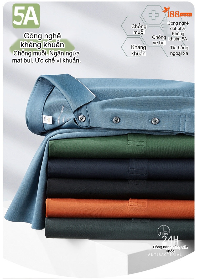 Áo Polo Nam Thương Mại Công Sở Cotton Lụa Tằm Không Nhăn Màu Đen, Xanh, Cam... chi tiết 2
