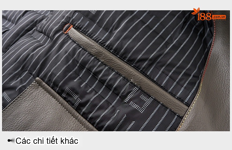 Áo Khoác Da PU Nam Lót Lông Cừu Cổ Bẻ Phong Cách Doanh Nhân Màu Xám chi tiết 22