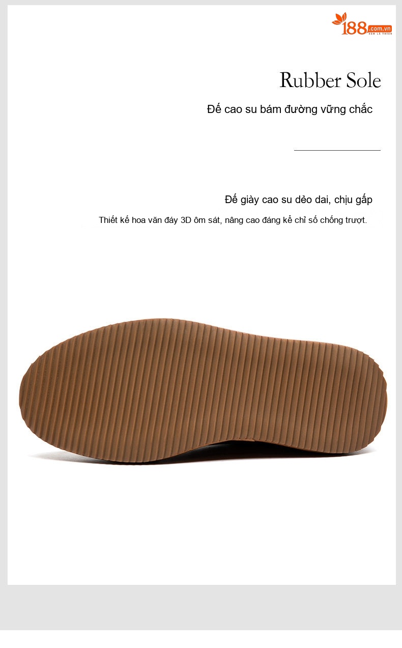Giày Tây Buộc Dây Nam Da Bò Chiều Cao Đế Khoảng 5cm Màu Nâu, Đen chi tiết 12