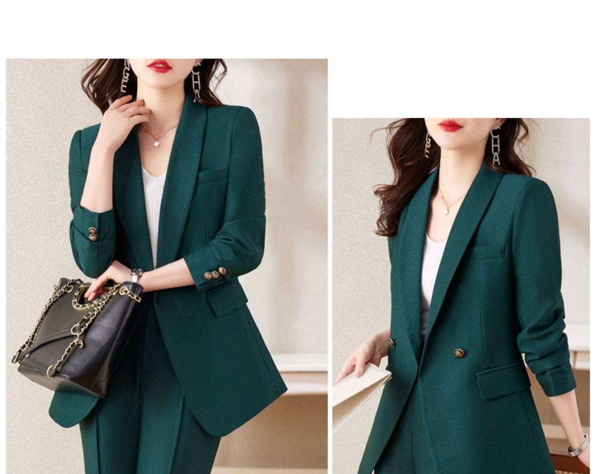 Set Bộ Vest Nữ Quần Ống Rộng Dáng Ôm Thanh Lịch Màu Đỏ, Xanh Lá, Đen chi tiết 37