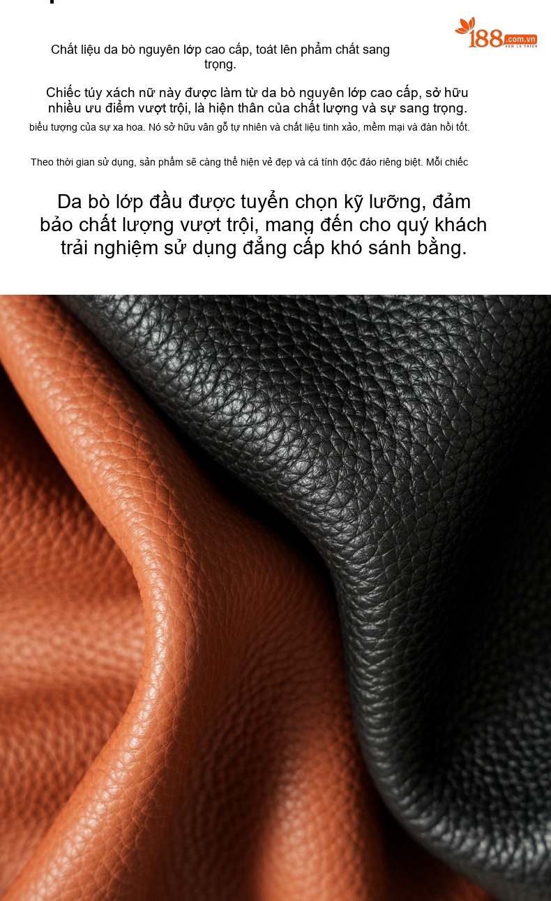 Túi Tote Nữ Da Thật Dáng Đứng Công Sở Đeo Vai, Đeo Chéo Màu Đen, Nâu chi tiết 17