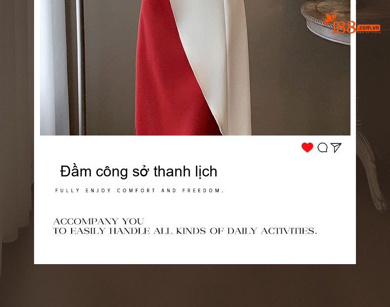 Váy Liền Thân Nữ Công Sở Dáng Ôm Thanh Lịch Màu Trắng, Đỏ chi tiết 6