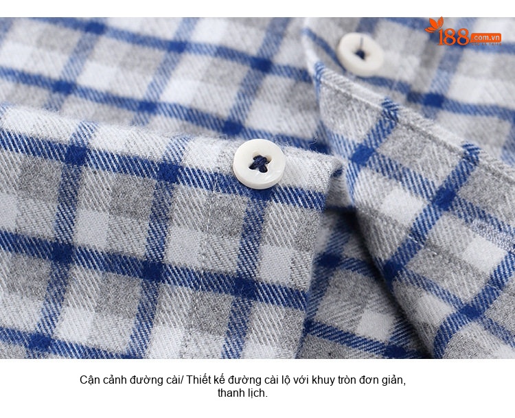 Áo Sơ Mi Tay Dài Nam Cotton Mài Lông Kẻ Caro, Kẻ Sọc Công Sở Màu Xanh, Xám, Nâu, Đỏ... chi tiết 11