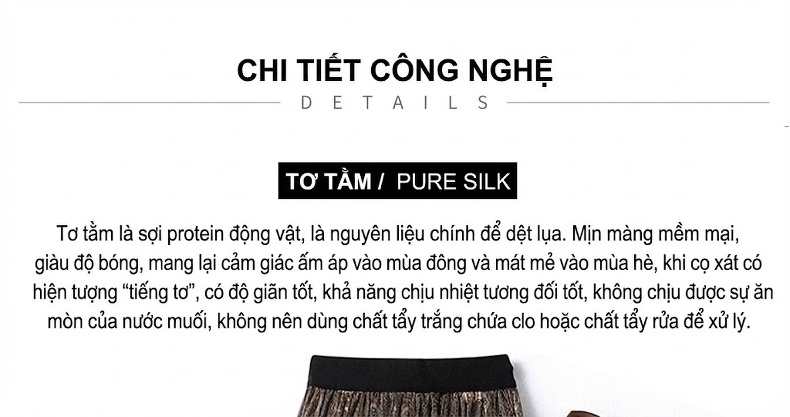 Chân Váy Dài Nữ Lụa Gấm Họa Tiết Eo Chun Dáng Ôm Màu Nâu, Be, Xám... chi tiết 7