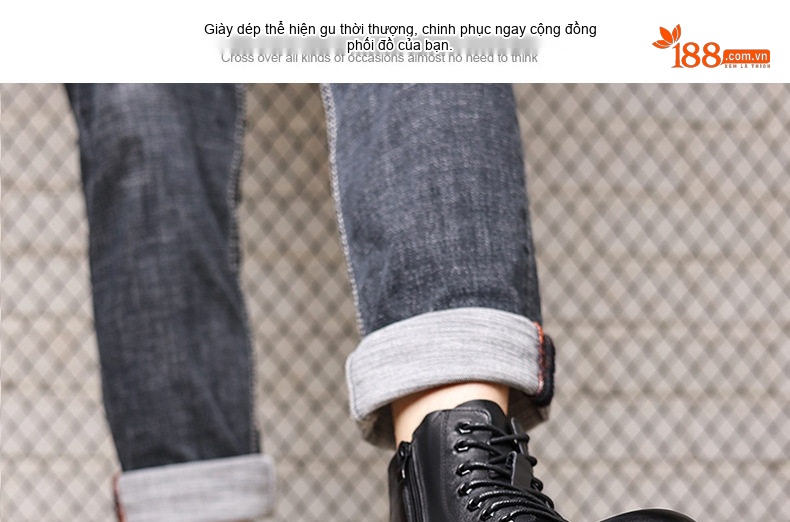 Giày Boot Martin Nam Da Thật Lót Lông Cừu Dày Dặn Chiều Cao Đế Khoảng 4cm Màu Đen chi tiết 14