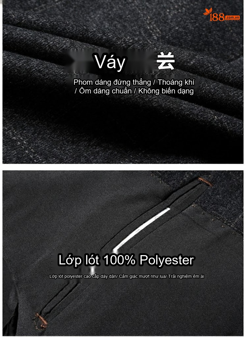 Áo Vest/Blazer Nam Kẻ Caro Co Giãn Vải Nylon Phong Cách Hàn Quốc Màu Xám, Xanh Đen chi tiết 6