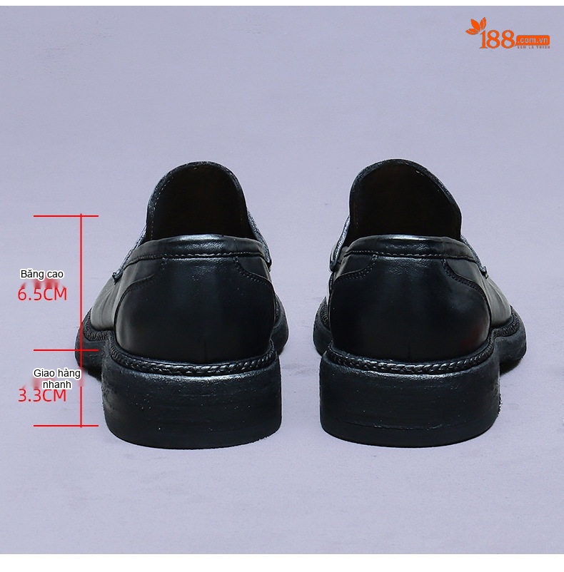 Giày Lười Nam Da Thật Thủ Công chiều cao đế khoảng 3cm phong cách Anh Màu Đen, Nâu chi tiết 11