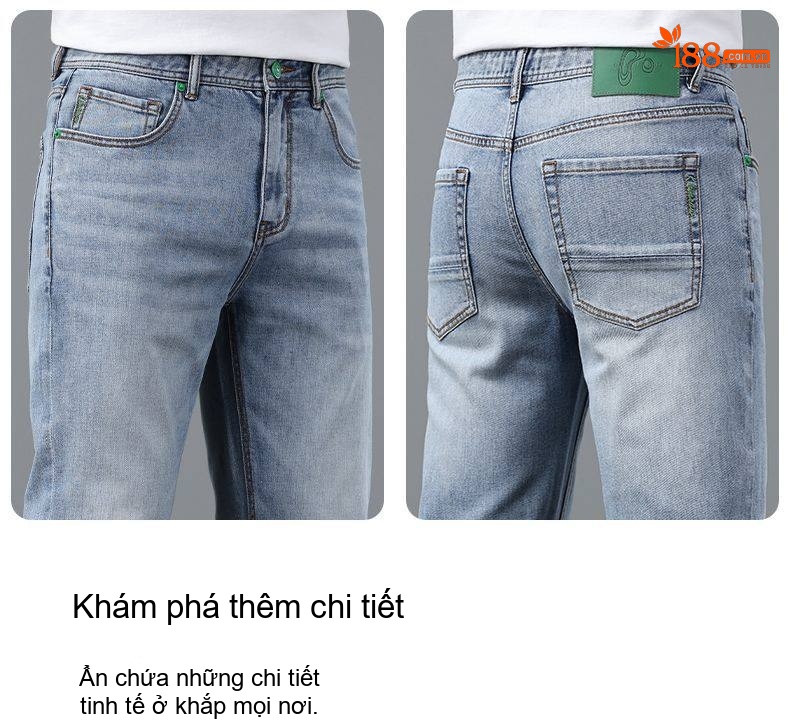 Quần Jeans Nam Ống Đứng Co Giãn Thoải Mái Màu Đen, Xám chi tiết 18