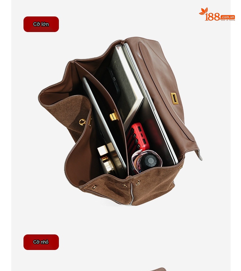 Túi Rodeo Nữ Da Bò Mờ Kelly Tote Bag Dung Tích Lớn Đeo Vai Xách Tay chi tiết 6