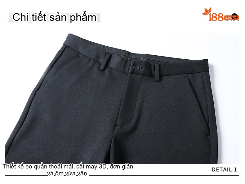 Quần Tây Nam Dáng Suông Công Sở Co Giãn Màu Đen chi tiết 20