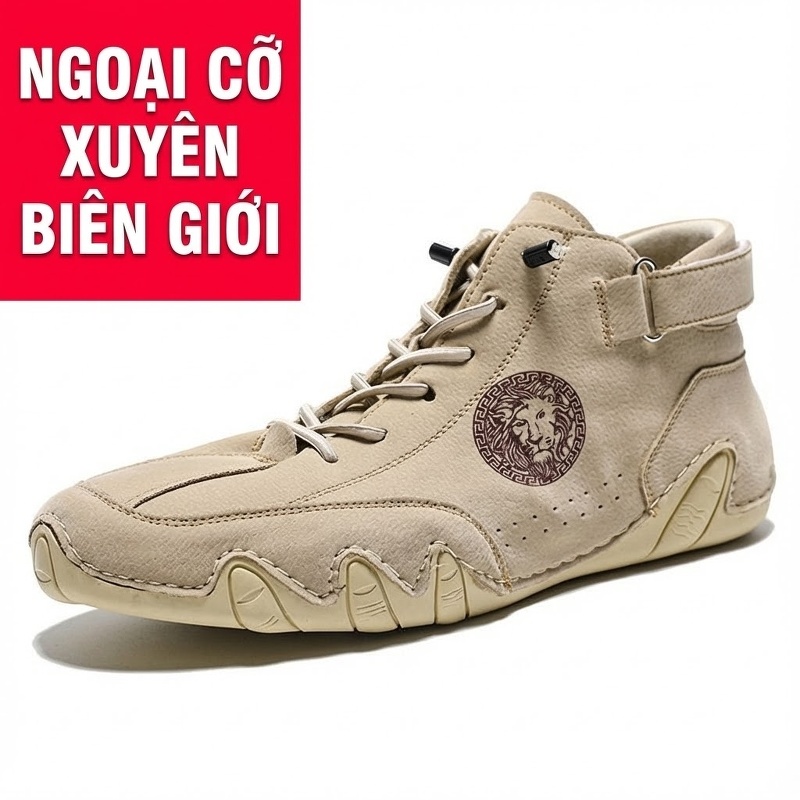 Giày Boot Nam Da Mờ Cổ Cao Lót Lông Giữ Ấm Chiều Cao Đế Khoảng 3cm Màu Kem