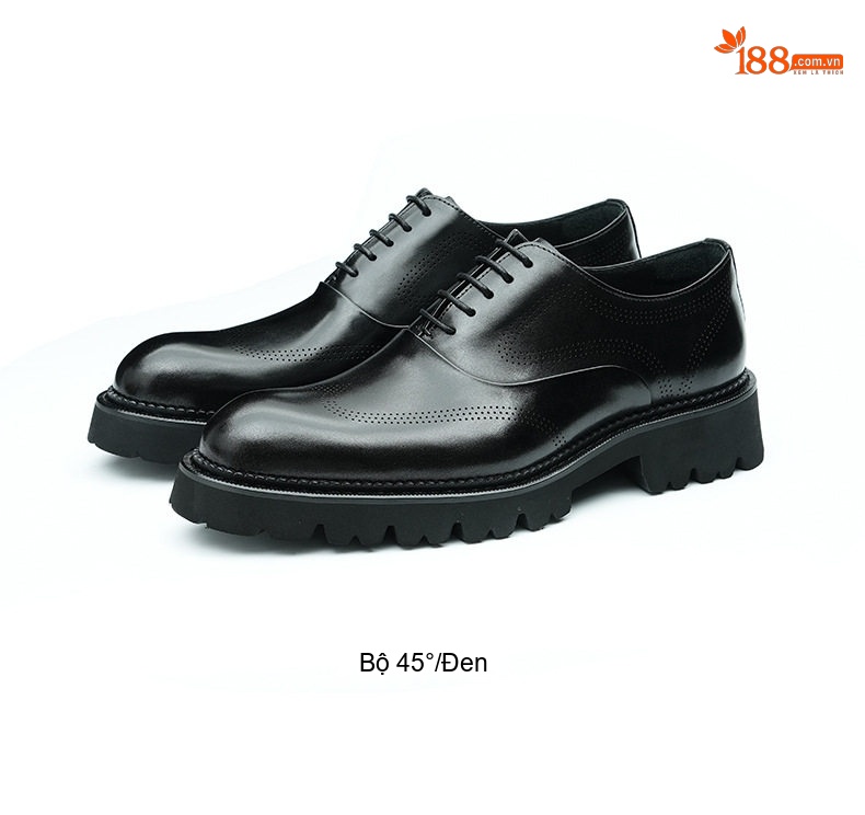 Giày Tây Brogue Nam Da Bóng Đế Dày Chiều Cao Đế 4cm Màu Đen, Nâu chi tiết 17