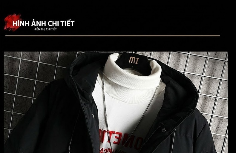 Áo Khoác Phao Nam Dáng Dài Cotton Có Mũ Trùm Đầu chi tiết 7