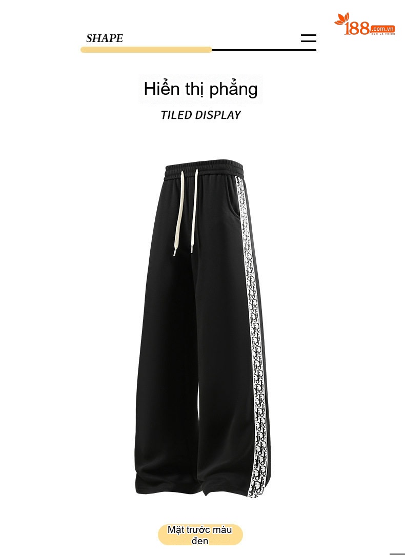 Quần Ống Rộng Nam Dáng Thể Thao Phong Cách Hip Hop, Nối Dây Đai, Ống Suông Thoải Mái chi tiết 20