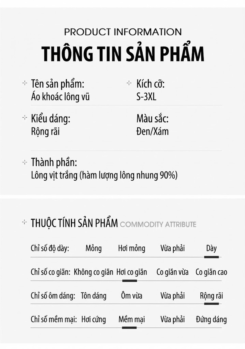 Áo Phao Dáng Dài 90% Lông Vịt Trắng Mũ Trùm Đầu Dày Dặn Phong Cách Unisex Màu Đen, Trắng, Xanh Navy chi tiết 5