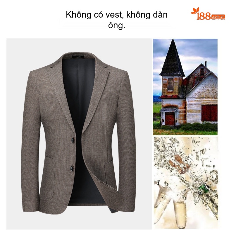 Áo Vest Nam Dáng Ôm Vừa Vặn Dày Dặn Không Nhăn Co Giãn Tốt Màu Nâu, Xám chi tiết 11