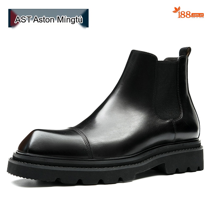 Giày Chelsea Boot Nam Da Bóng Cao Cổ Chiều Cao Đế Khoảng 4cm Màu Đen, Nâu Đỏ