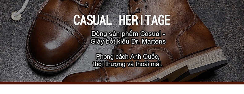 Giày Boot Martin Nam Cao Cổ Da Thật Đế Dày Chiều Cao Đế Khoảng 3cm Phong Cách Anh Quốc Màu Nâu, Đen chi tiết 1