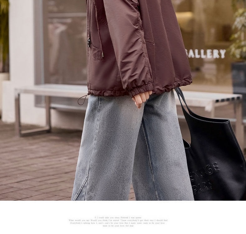 Áo Khoác Parka Nữ Lót Lông Dày Dặn Dáng Ngắn Giữ Ấm Màu Nâu, Đen chi tiết 16