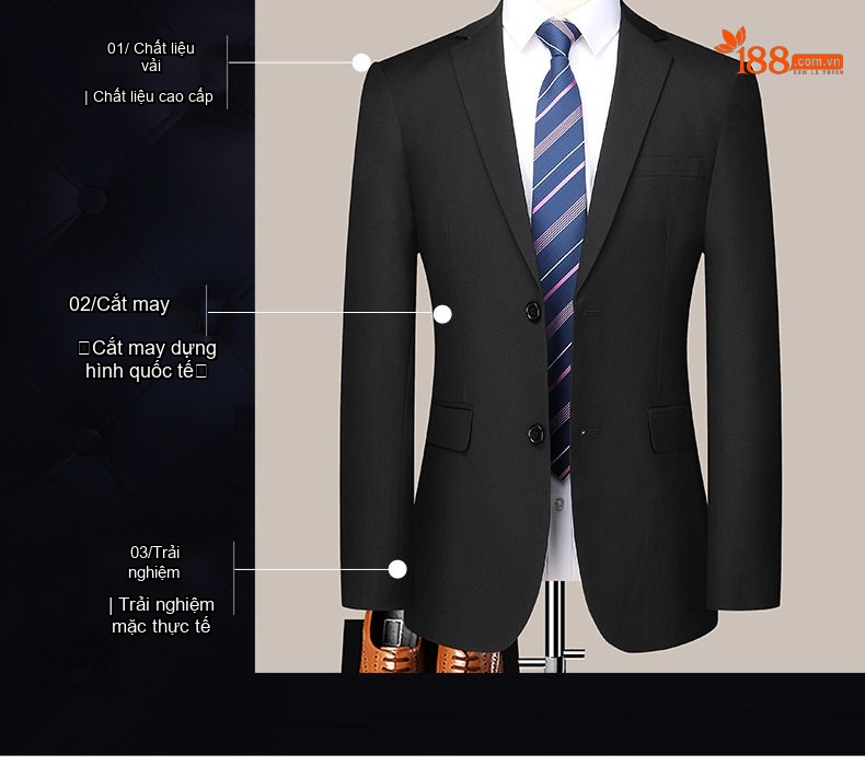 Bộ Vest Nam Cao Cấp 3 Món Phong Cách Doanh Nhân Lịch Lãm Màu Xám chi tiết 7