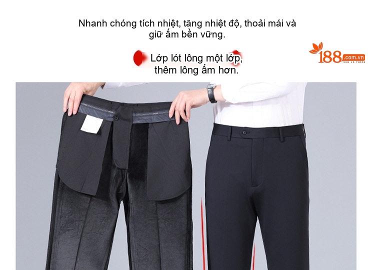 Quần Tây Nam Ống Đứng Lông Cừu Dày Dặn Ấm Áp Màu Đen chi tiết 3