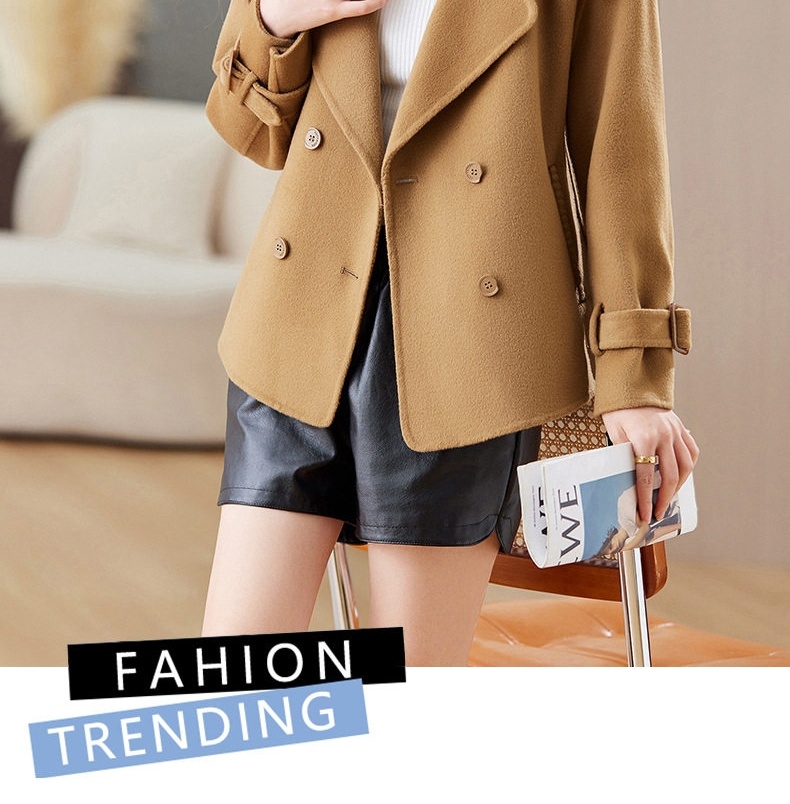 Áo Khoác Dạ Nữ Hai Mặt Dáng Ngắn Cổ chữ Vest Thời Trang Màu Đỏ, Nâu, Đen, Hồng chi tiết 25