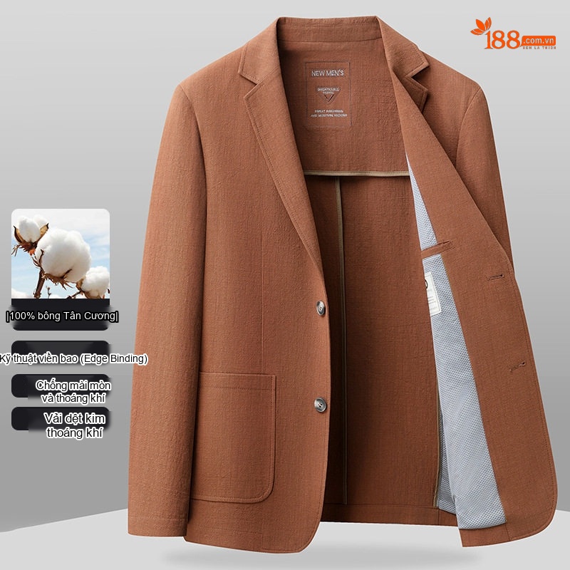 Áo Vest Blazer Nam Cotton Mát Mẻ Phong Cách Casual Màu Nâu, Xanh, Đen, Kem...