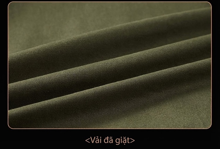 Áo Khoác Bomber Nam Cotton Giặt Nước Nhiều Túi Dáng Rộng Màu Đen, Xanh Olive, Nâu Vàng chi tiết 17