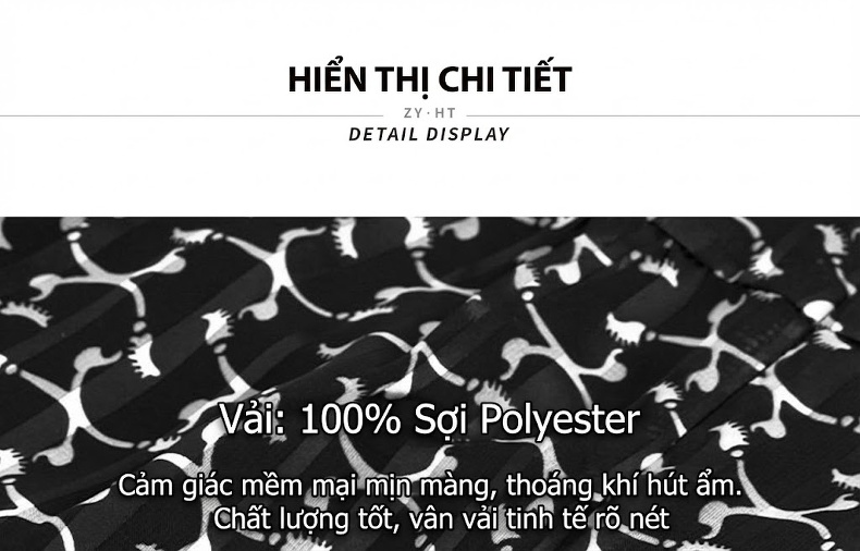 Váy Ôm Body Nữ Cổ chữ V In Họa Tiết Tay Bồng Viền Bèo Phong Cách Pháp Màu Đen Trắng chi tiết 3