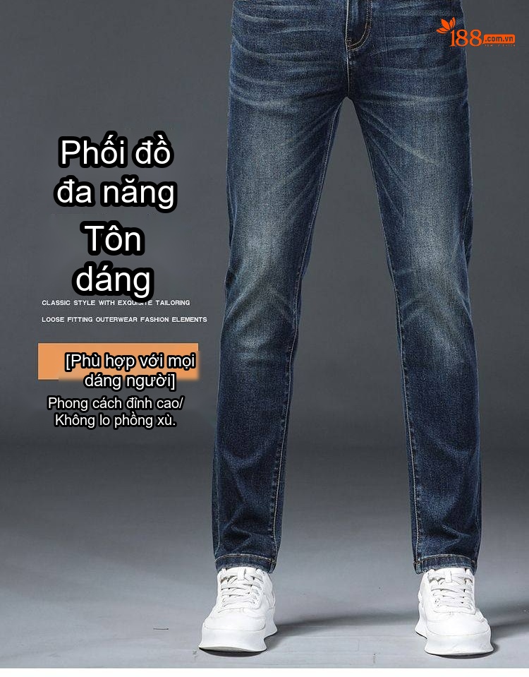 Quần Jean Nam Cotton In Họa Tiết Rách Gối Dáng Ôm Vừa Màu Xanh chi tiết 44