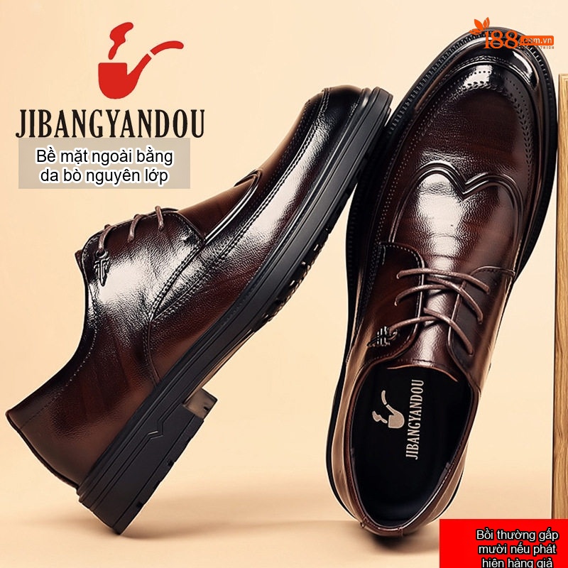 Giày Tây Đầu Tròn Nam Da Bò Chiều Cao Đế Khoảng 3cm Màu Đen, Nâu chi tiết 12