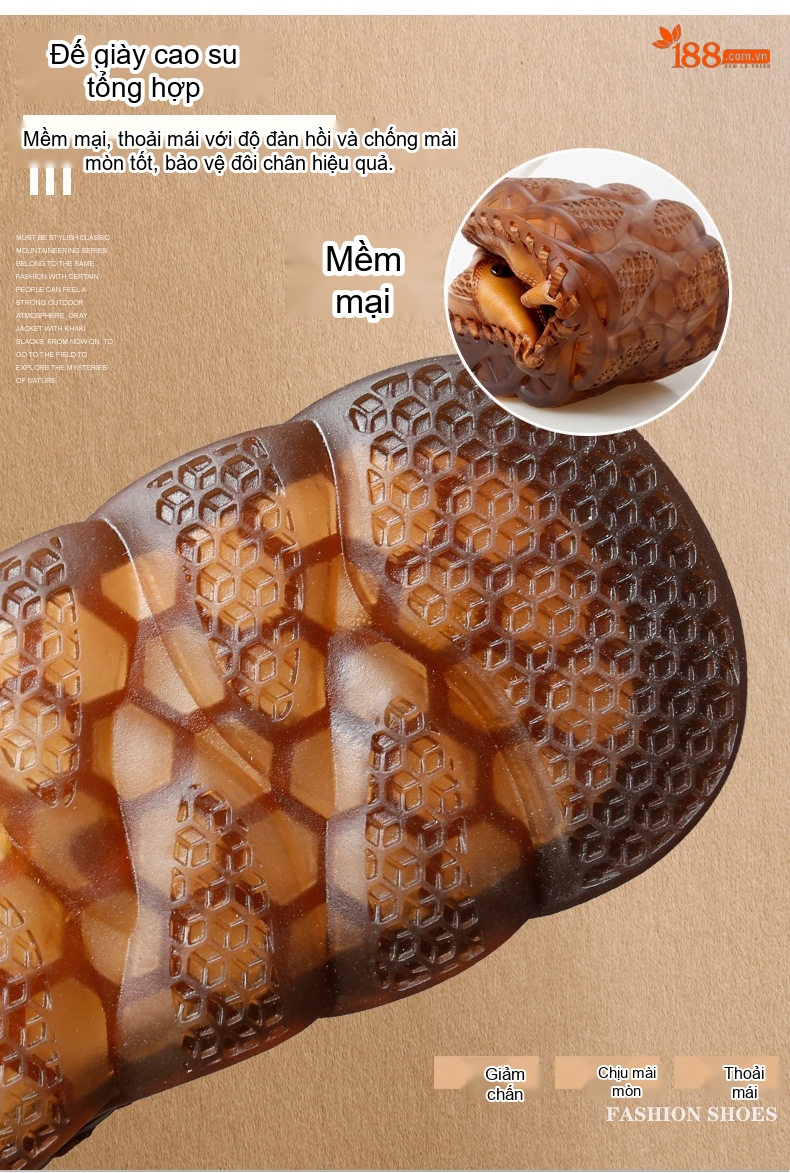 Sandal Nam Da Thật Quai Ngang Siêu Nhẹ Chiều Cao Đế Khoảng 3cm Màu Nâu, Đen chi tiết 9