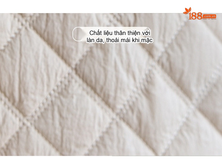 Áo Khoác Chần Bông Nữ Họa Tiết Trám Phong Cách Tiểu Thư Màu Kem, Nâu chi tiết 8