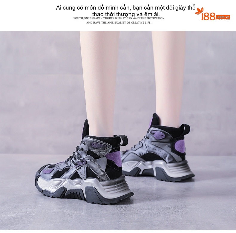 Giày Cao Cổ Nữ Da Bò Đế Dày Phong Cách Ulzzang Chiều Cao Đế Khoảng 5cm Màu Đen, Nâu chi tiết 15