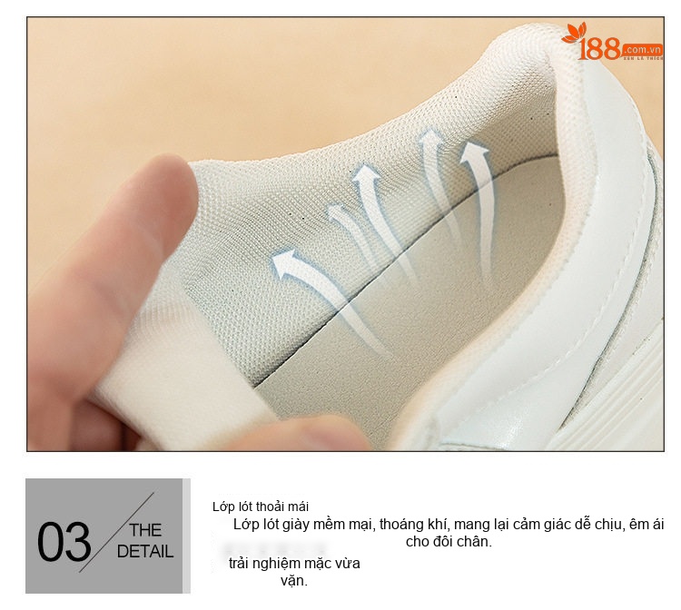 Giày Thể Thao Nữ Đế Cao Chiều Cao Đế Khoảng 5cm Phối Màu Đen, Trắng chi tiết 9