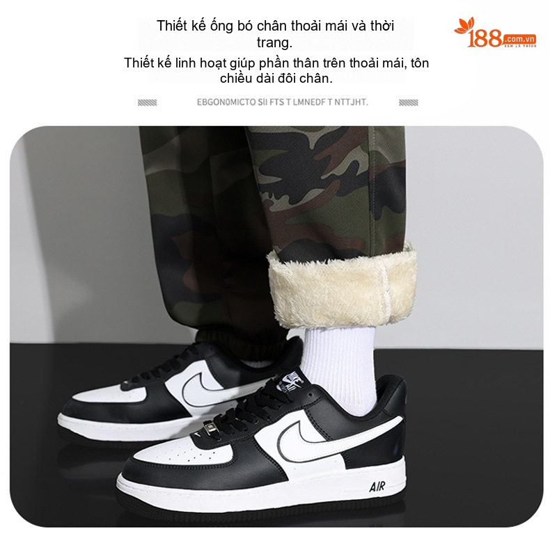 Quần Jogger Nam Lót Lông Cừu Non Dày Dặn Phong Cách Mỹ Ống Bo Chun Màu Rằn Ri, Đen chi tiết 11