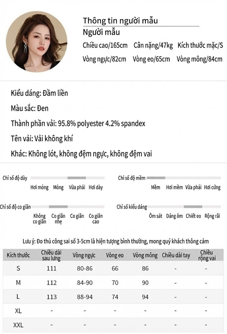 Váy liền thân Nữ Thiết Kế Cổ chữ V Thắt Eo Xẻ Tà Phong Cách Thời Trang Màu Đen chi tiết 2