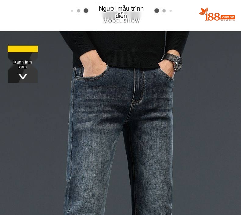 Quần Jean Nam Ống Đứng Co Giãn Thoải Mái Dáng Suông Màu Xanh Denim chi tiết 47