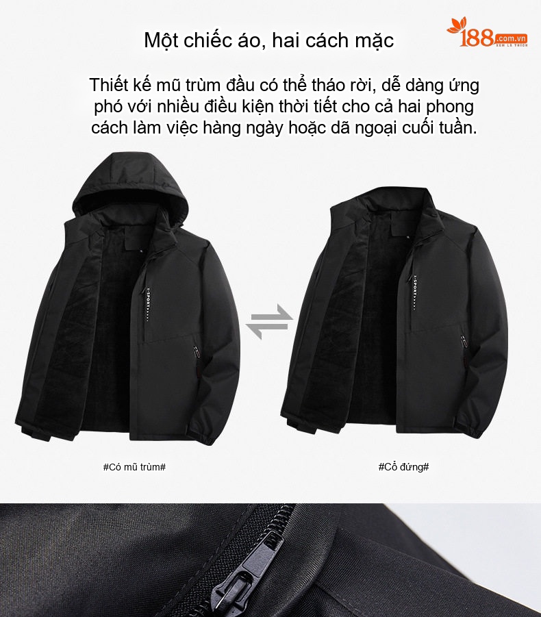 Áo Khoác Dù Nam Mùa Thu Đông Dáng Rộng Lót Lông Cừu Giữ Ấm Màu Xám, Xanh Dương, Đỏ, Đen... chi tiết 29
