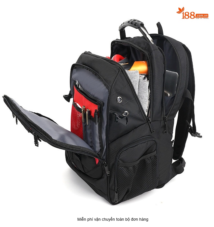 Balo Đôi Nam Vải Canvas Chống Nước Đựng Laptop Du Lịch Công Tác Màu Đen chi tiết 13