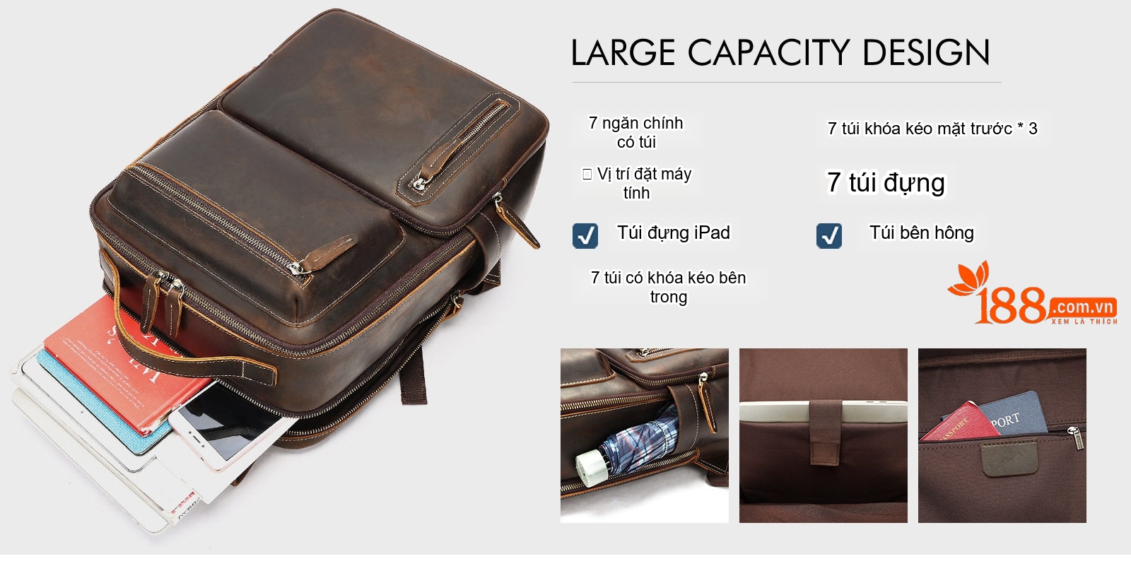 Balo Nam Da Bò Lớp Đầu MASIWEI Dung Tích Lớn Chống Sốc Đựng Laptop 16 inch Màu Nâu