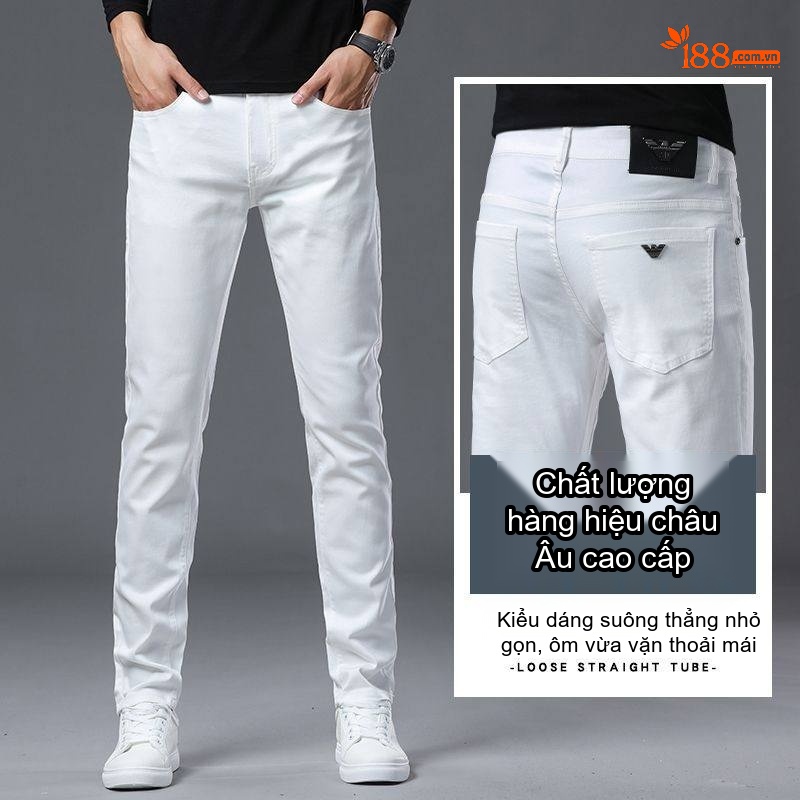 Quần Jean Dáng Ôm Nam Cotton Màu Trắng, Đen